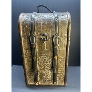 Vintage Wooden Wine Box Gift Bottle Case Retro Style 2 Compartment 15.5'' Tall